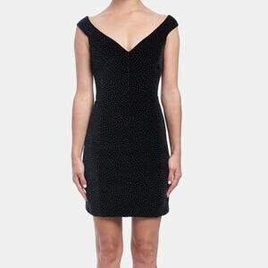 NWT Theory Off The Shoulder Dress in Black and White Dotted Velvet • Size 2 🗣